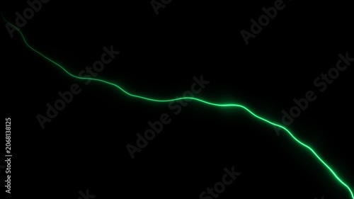 Neon green electric wave pulse abstract motion background, on black