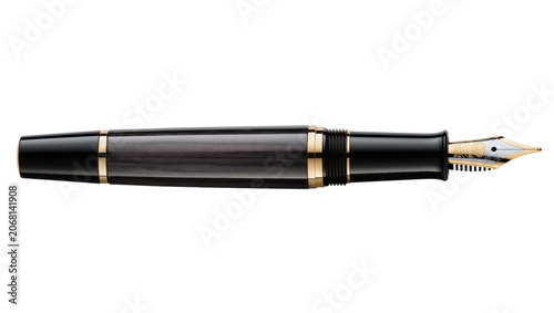 Foto Isolated elegant black fountain pen with golden accents and sophisticated decora