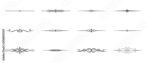 Tableau sur toile Elegant horizontal decorative dividers vintage ornate swirls and lines isolated collection