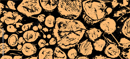 Bold black and orange duotone botanical pattern background