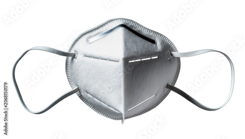 Foto Isolated white N95 KN95 face mask for respiratory virus and pollution protection