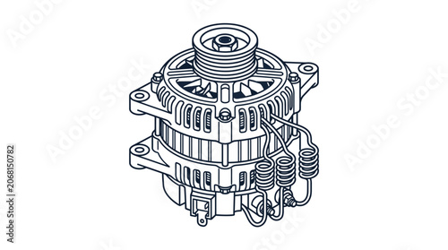 Automotive alternator generator electrical system component illustration.