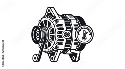 Automotive alternator charging system component illustration.