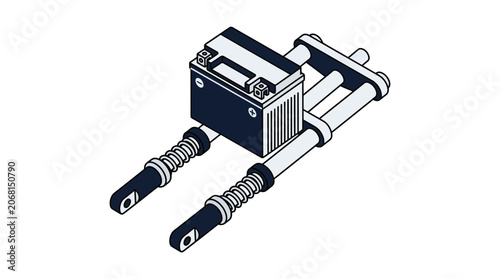 Automotive battery and shock absorber assembly line art