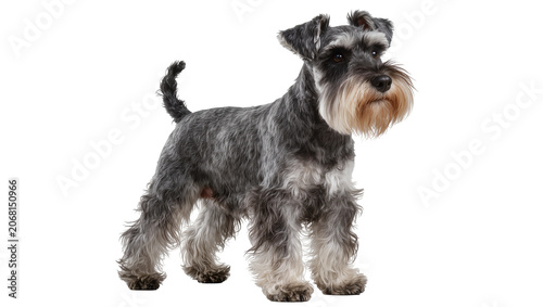 Konstfotografi Isolated Miniature Schnauzer dog with a characteristic salt and pepper coat stan
