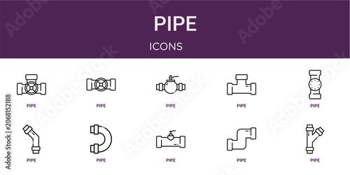 Bild auf Leinwand Set of 10 thin line Pipe icons for dashboards, websites and mobile app layouts