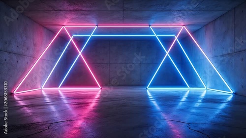 neon geometric light installation