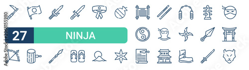 Photos Set of 27 outline Ninja icons for modern UI, landing pages and digital services