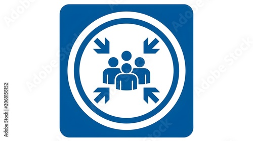 Emergency assembly point symbol with people icon for safety and evacuation signage