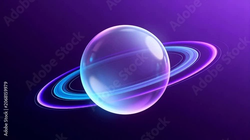 Glowing orb with colorful rings