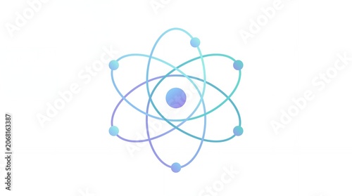 Abstract Atom Icon in Gradient Blue and Purple on White Background