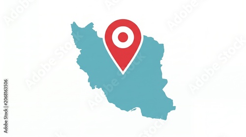 Map of Iran with Location Pin Highlighting a Specific Area