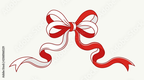 Red and white ribbon bow tied.