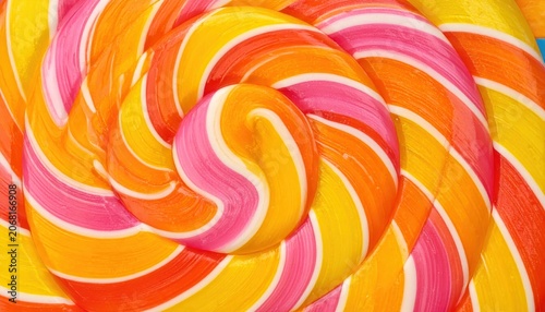 Vibrant Swirling Fruit Flavored Lollipop Candy Pattern Photographed From Above