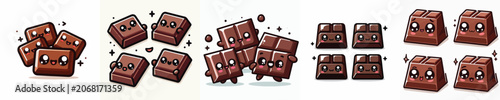 Tableau sur toile Cute cartoon chocolate bars with expressive faces and playful design
