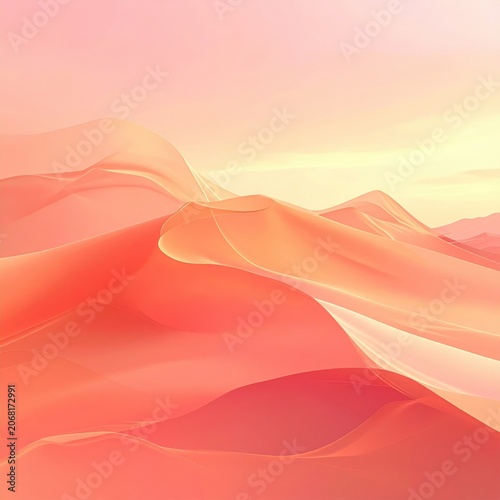Abstract flowing silk fabric waves in soft sunset gradient colors, perfect for luxury backgrounds and modern design texture