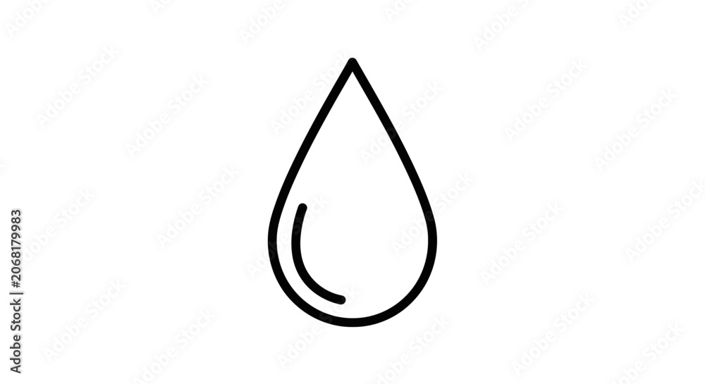 Fototapeta premium Minimal thin line water drop icon with highlight.