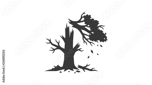 Tableau sur toile Black silhouette of a tree falling.