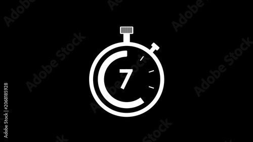 10 seconds timer animation count down and count up on stopwatch base over transparent background