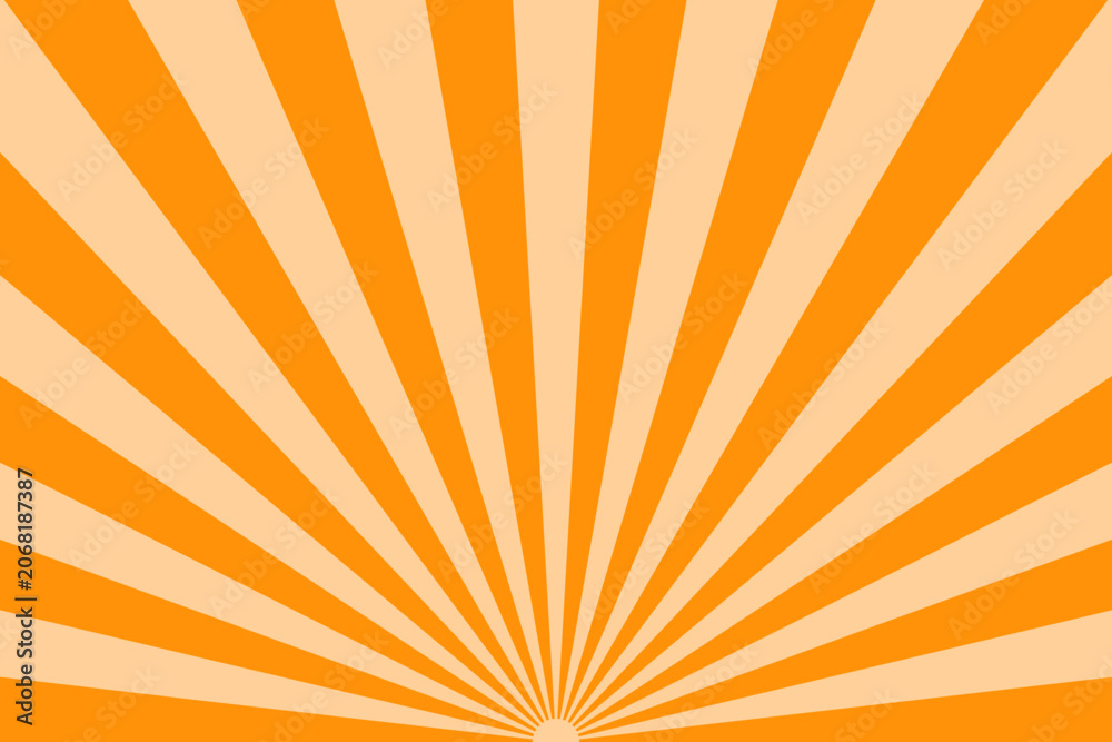 Obraz premium Orange Sunburst Background with Retro Radial Rays for Graphic Design Projects and Vintage Poster Templates