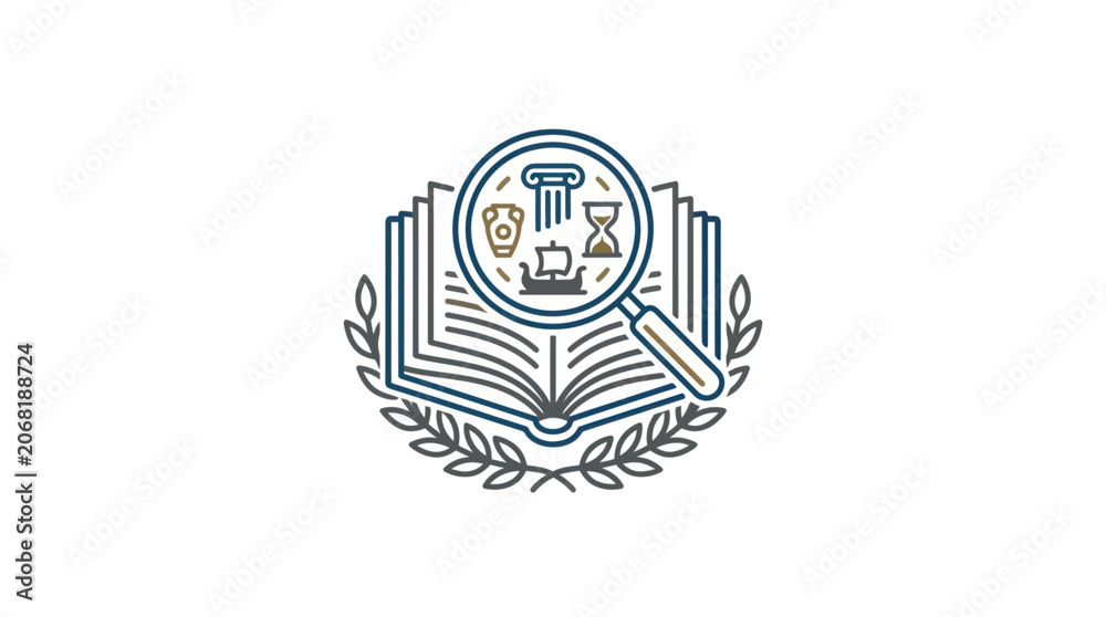 Obraz premium Logo with open book and laurel.