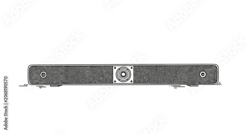 Sleek modern soundbar speaker with metallic finish.