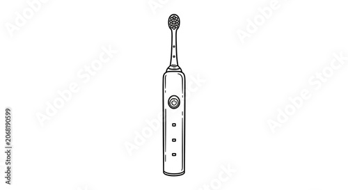 Electric toothbrush with soft bristles and power button.