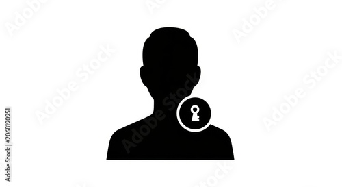 Silhouette of a person with a keyhole icon representing privacy and security.