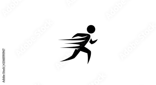 Silhouette of a runner in motion with speed lines.