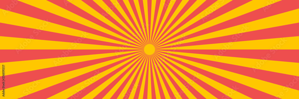 Obraz premium Red and Yellow Sunburst Background for Retro Comic Book Design and Pop Art Graphic Projects