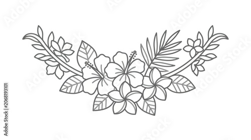 Fotografi Detailed illustration of tropical floral arrangement.