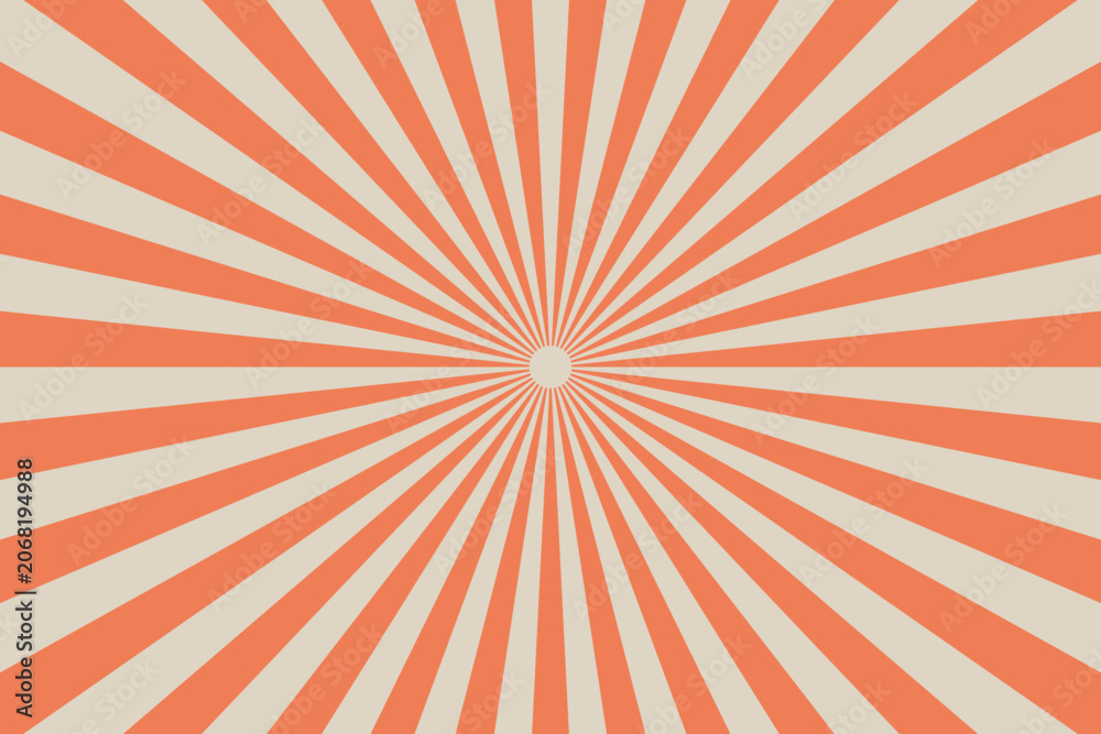 Obraz premium Retro Sunburst Background in Orange and Beige for Vintage Graphic Design Projects and Pop Art Posters