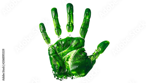 Green Handprint Symbolizing Environmental Protection and Nature Conservation.