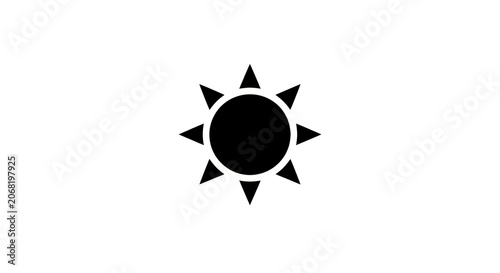 Simple Black Sun Icon on a White Background.