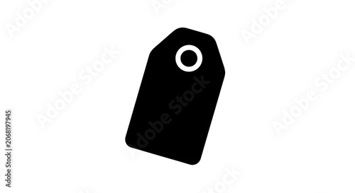 Simple Black Tag Icon on White Background.