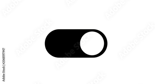 Simple Black Toggle Switch Icon on White Background.