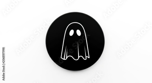 Simple ghost icon on a black circle against a white background.
