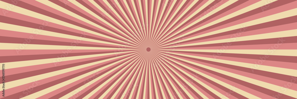 Fototapeta premium Vintage Sunburst Background with Retro Pink and Cream Radial Stripes for Graphic Design and Poster Layouts