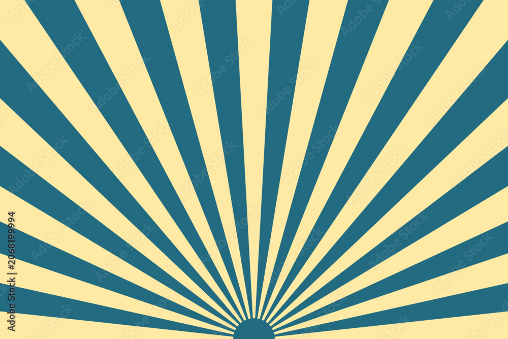 Obraz premium Retro Sunburst Background with Teal and Cream Rays for Vintage Graphic Design Projects and Poster Templates