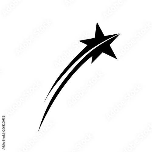 Dynamic black shooting star silhouette vector icon  ideal for corporate success symbols, innovative startup branding, and modern astronomical graphics