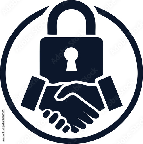 Handshake with padlock in circle