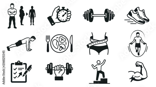 Fotografía Strength Training Icons for Healthy Lifestyle Motivation in Graphic Design