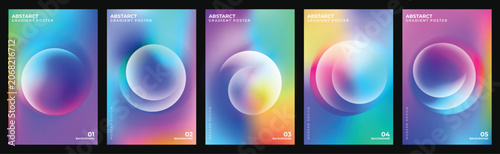 Vibrant Abstract Gradient Poster Collection with Soft Sphere Design