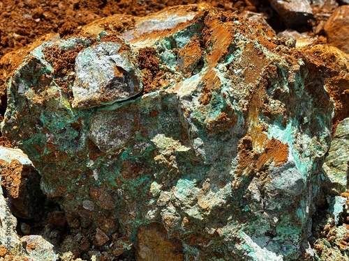 Close up of garnierite rocks, rocks in nickel mining, copper ore
