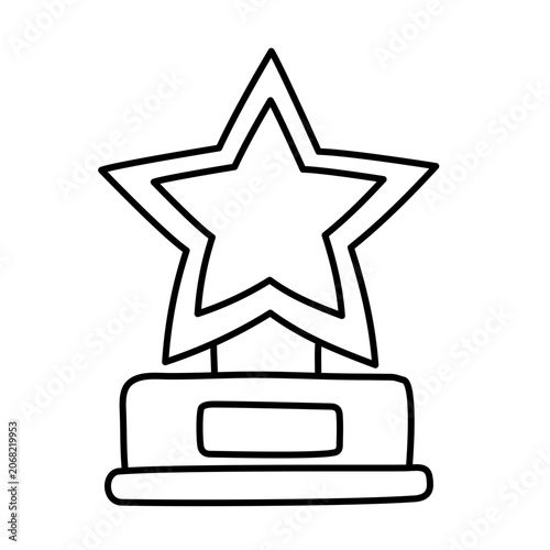 Star trophy award thin line art icon for winner