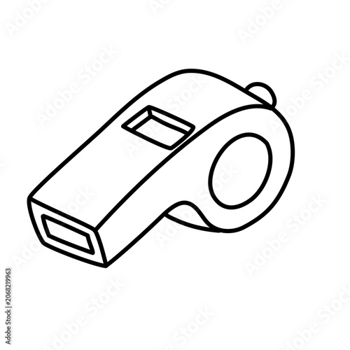 Referee whistle thin line art icon sports tool