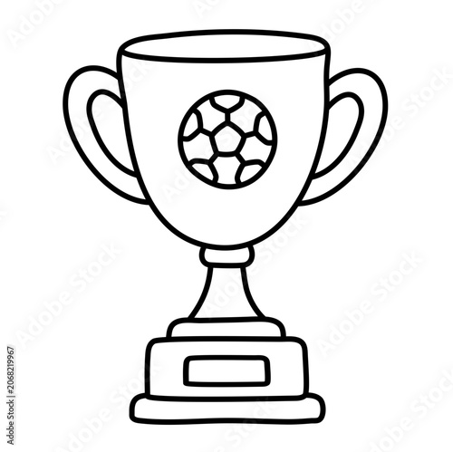 Football champion cup trophy thin line art icon