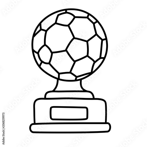 Football soccer ball trophy thin line art icon