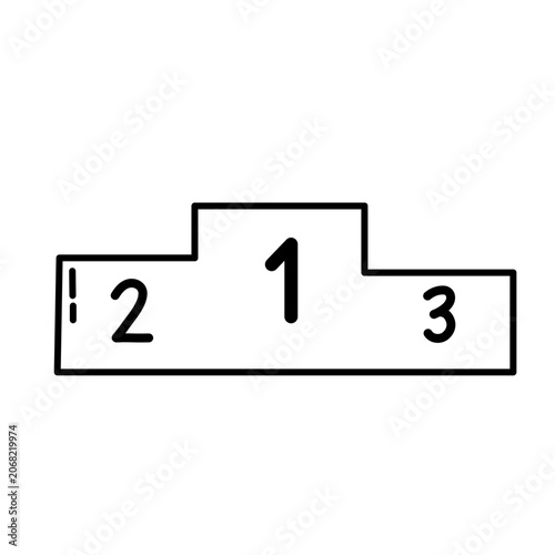 Winner podium pedestal thin line art icon