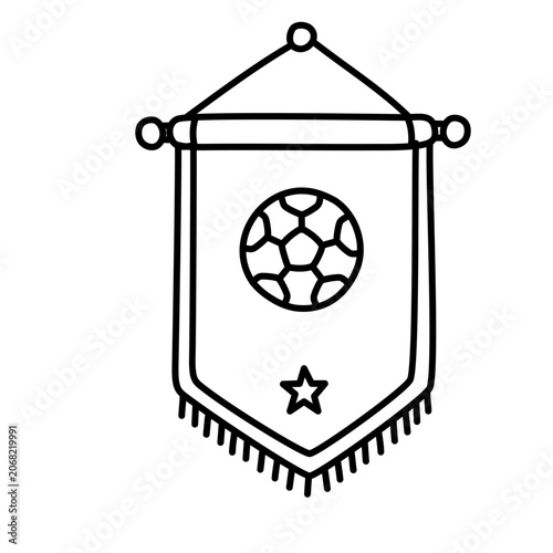 Soccer team pennant banner thin line art icon